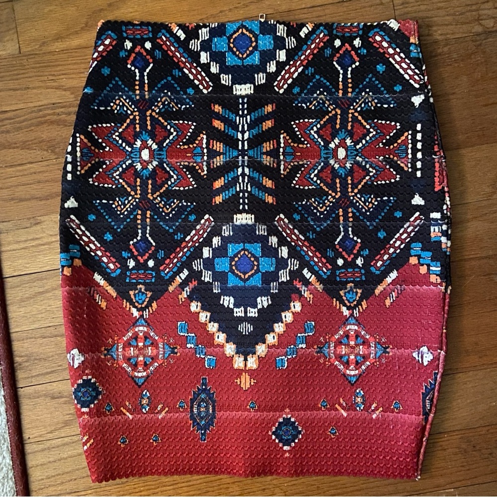 SOLD Bold Print Boho Pencil Skirt